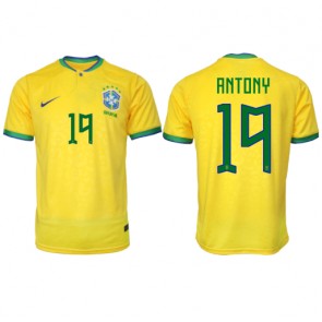 Lacne Muži Futbalové dres Brazília Antony #19 MS 2022 Krátky Rukáv - Domáci